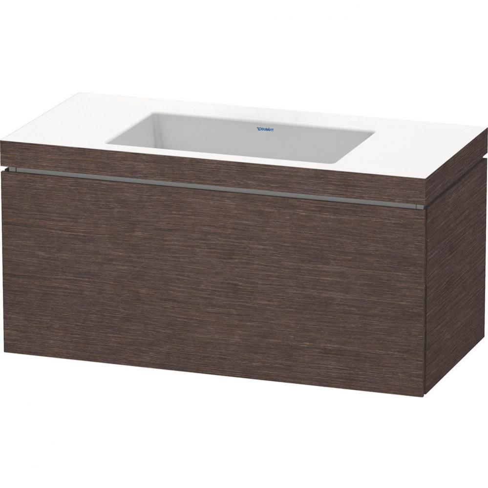 L-Cube One Drawer C-Bonded Wall-Mount Vanity Kit Dark Brushed Oak