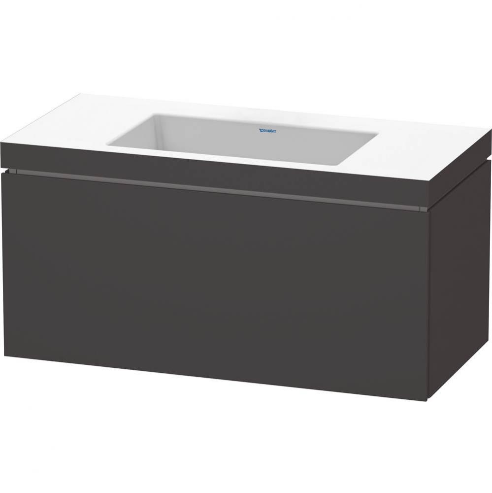 L-Cube One Drawer C-Bonded Wall-Mount Vanity Kit Graphite