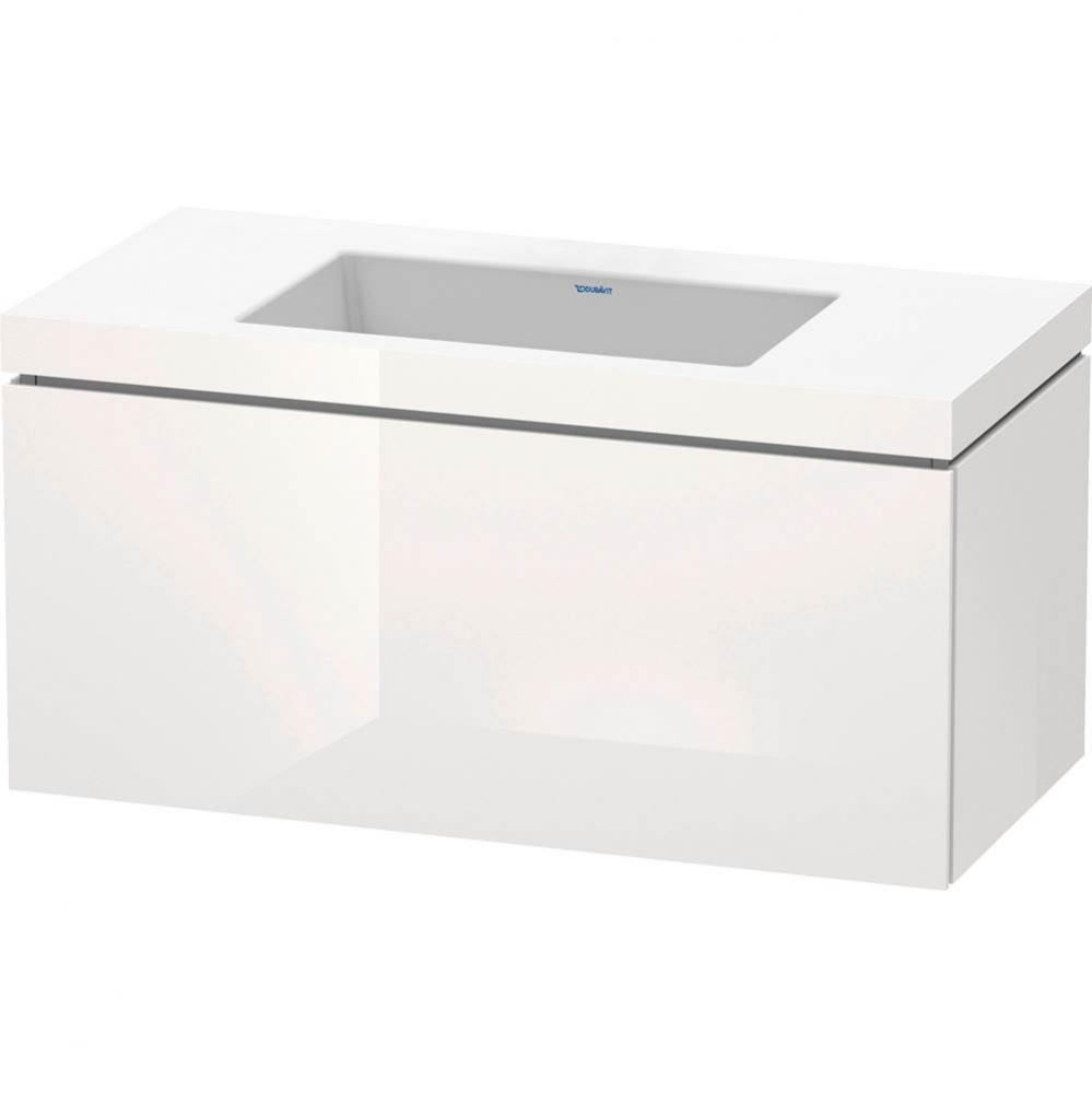 L-Cube One Drawer C-Bonded Wall-Mount Vanity Kit White