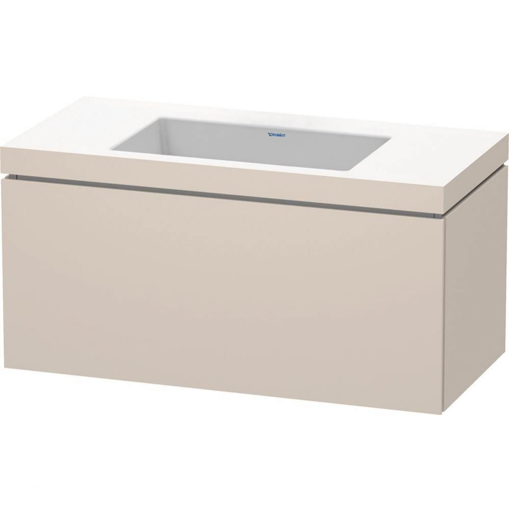 L-Cube One Drawer C-Bonded Wall-Mount Vanity Kit Taupe