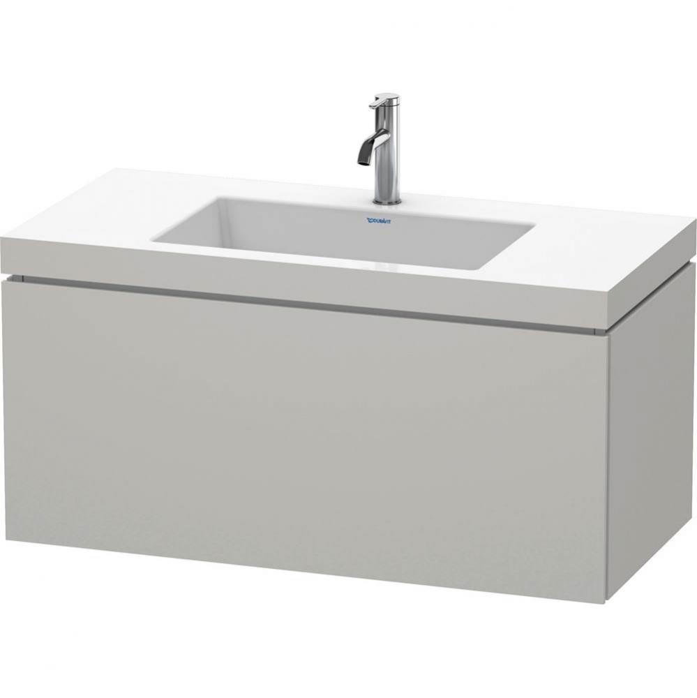 L-Cube One Drawer C-Bonded Wall-Mount Vanity Kit Concrete Gray