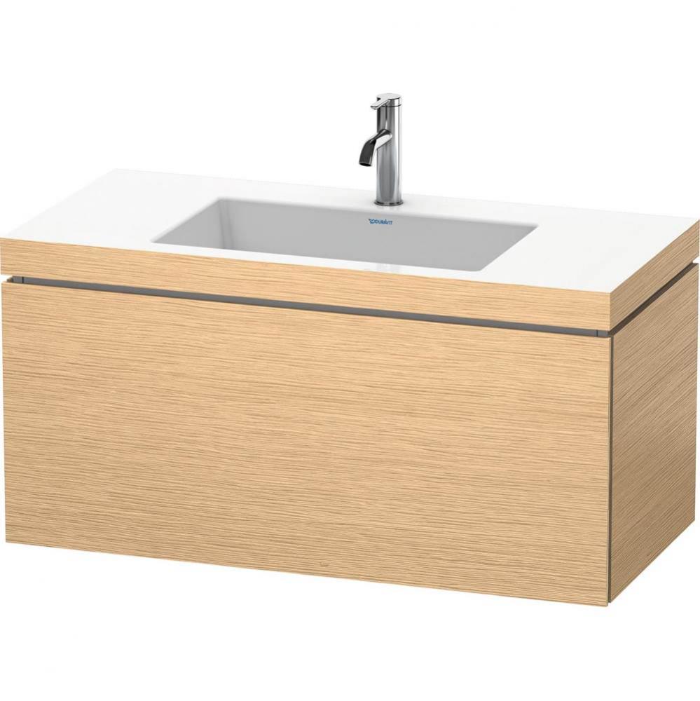 Duravit L-Cube One Drawer C-Bonded Wall-Mount Vanity Kit Brushed Oak