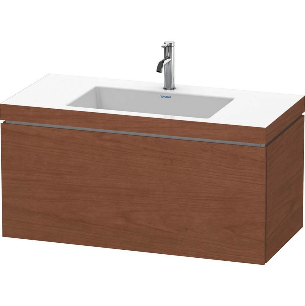 L-Cube One Drawer C-Bonded Wall-Mount Vanity Kit American Walnut