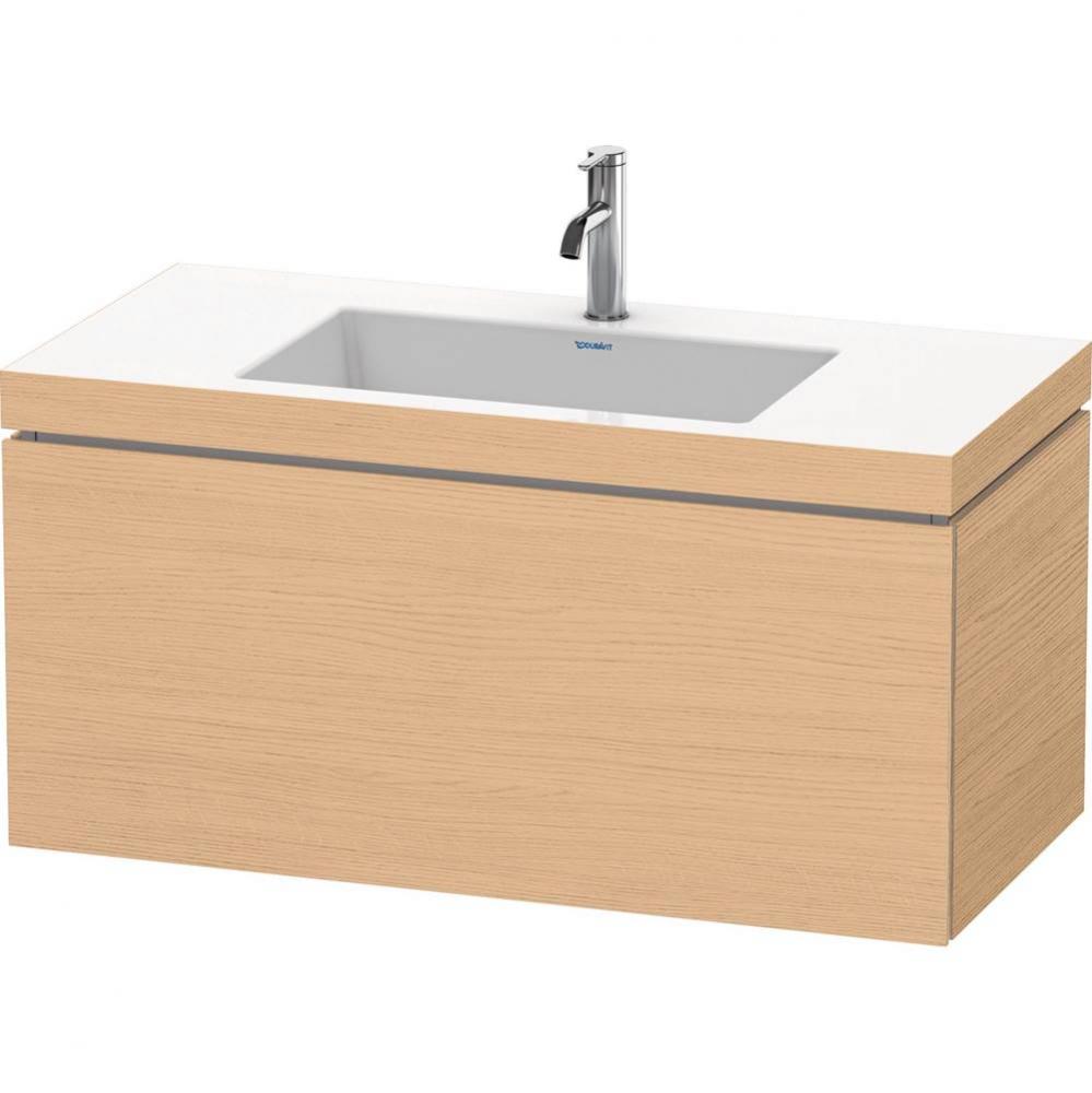 L-Cube One Drawer C-Bonded Wall-Mount Vanity Kit Natural Oak