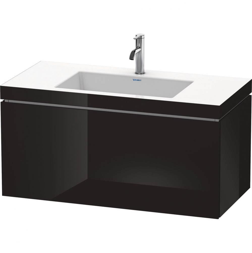 L-Cube One Drawer C-Bonded Wall-Mount Vanity Kit Black