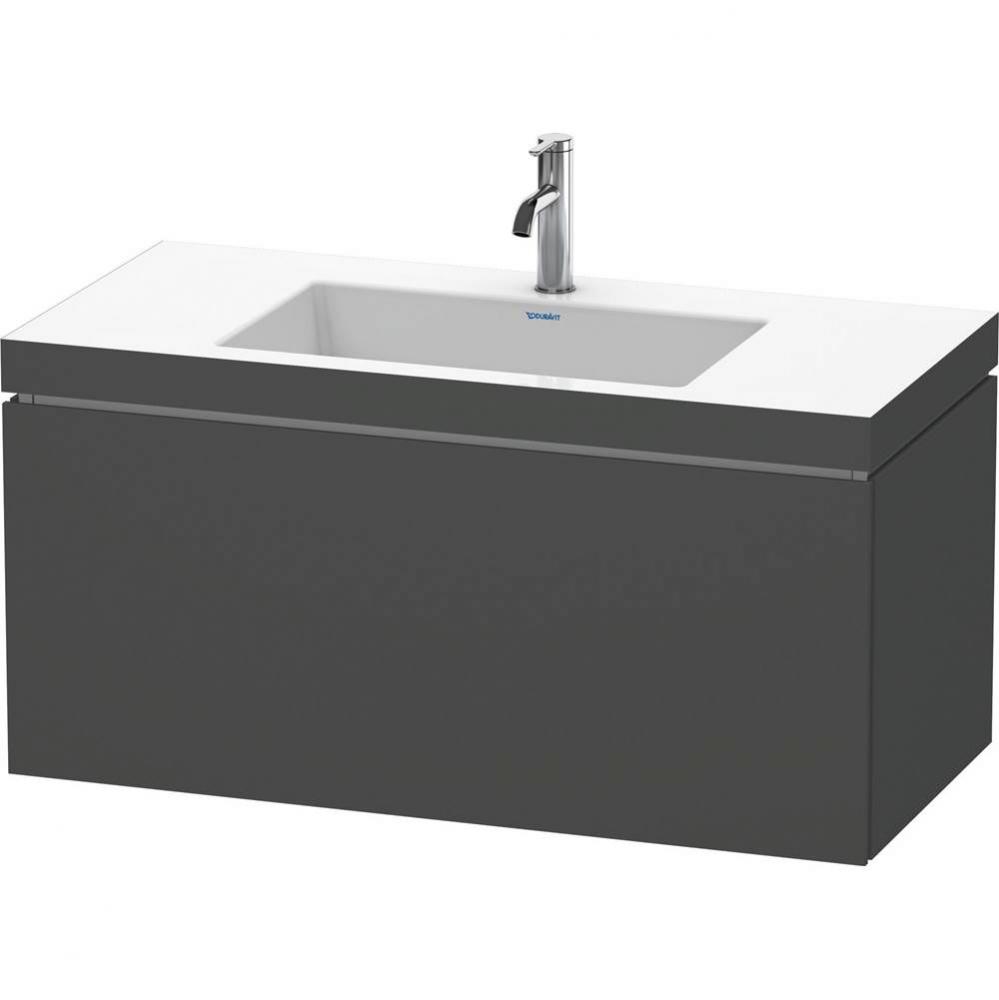 L-Cube One Drawer C-Bonded Wall-Mount Vanity Kit Graphite