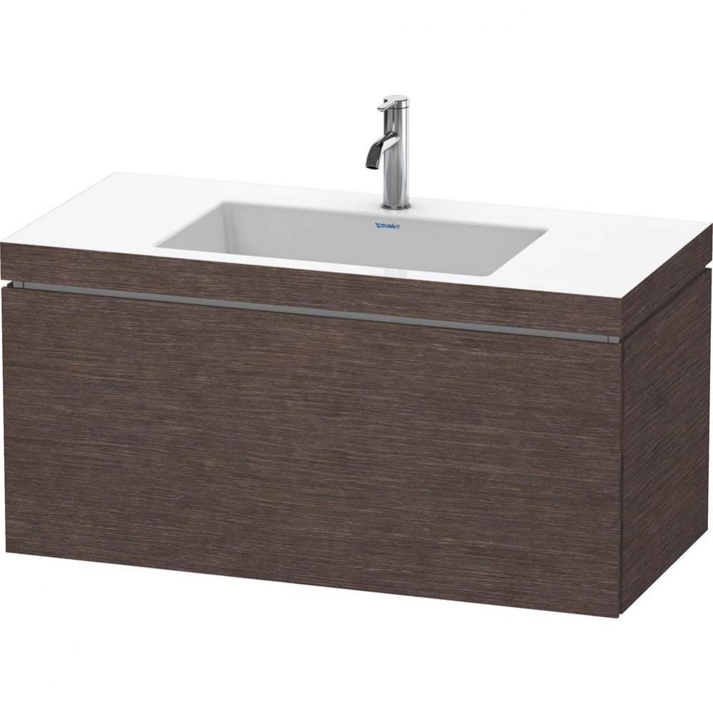 L-Cube One Drawer C-Bonded Wall-Mount Vanity Kit Dark Brushed Oak