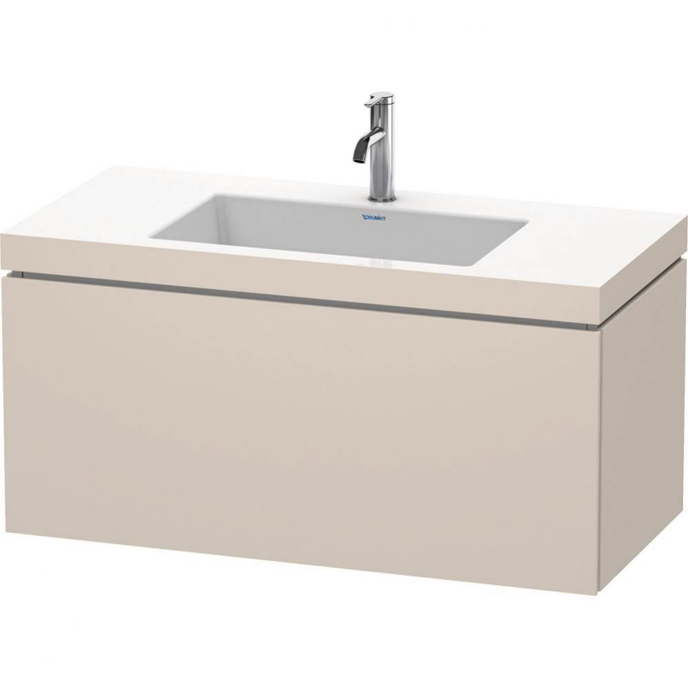 L-Cube One Drawer C-Bonded Wall-Mount Vanity Kit Taupe