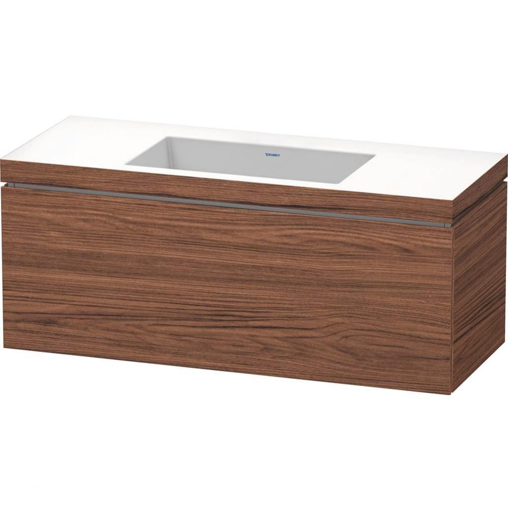 L-Cube One Drawer C-Bonded Wall-Mount Vanity Kit Walnut Dark