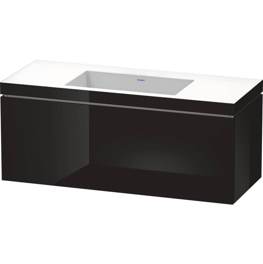 L-Cube One Drawer C-Bonded Wall-Mount Vanity Kit Black