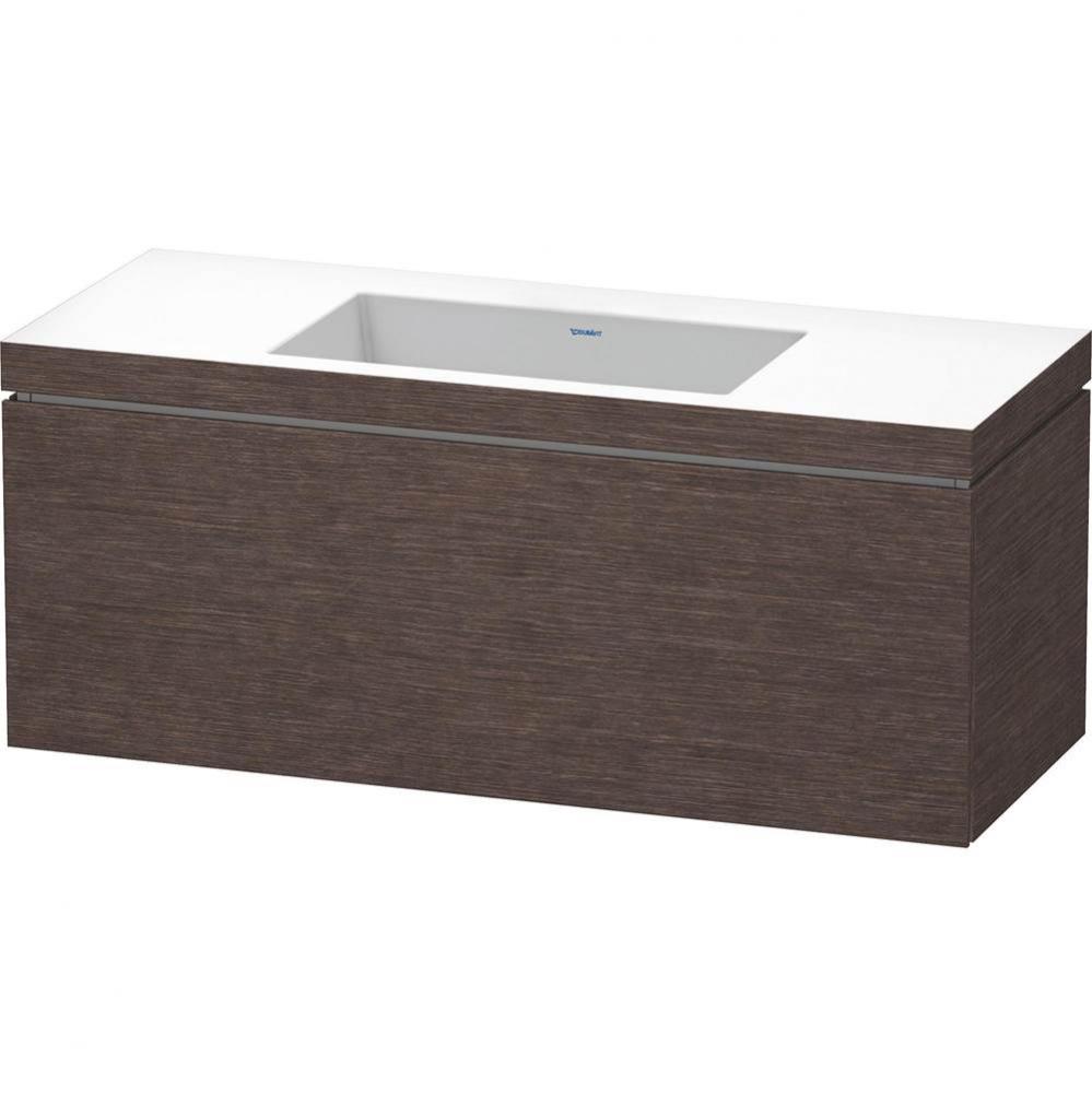 L-Cube One Drawer C-Bonded Wall-Mount Vanity Kit Dark Brushed Oak