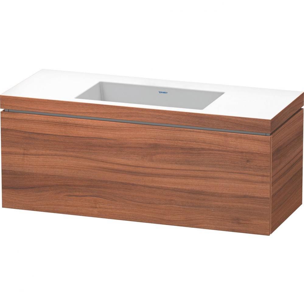 L-Cube One Drawer C-Bonded Wall-Mount Vanity Kit Walnut