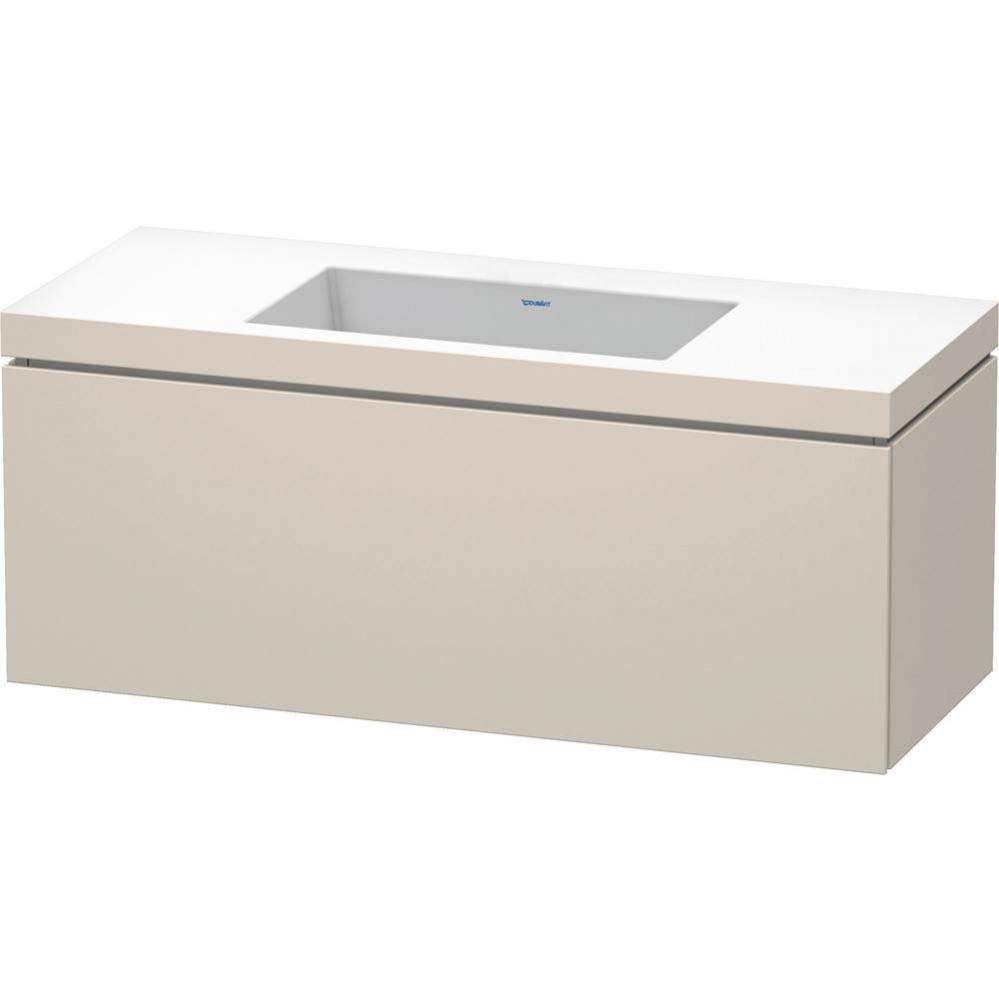 L-Cube One Drawer C-Bonded Wall-Mount Vanity Kit Taupe