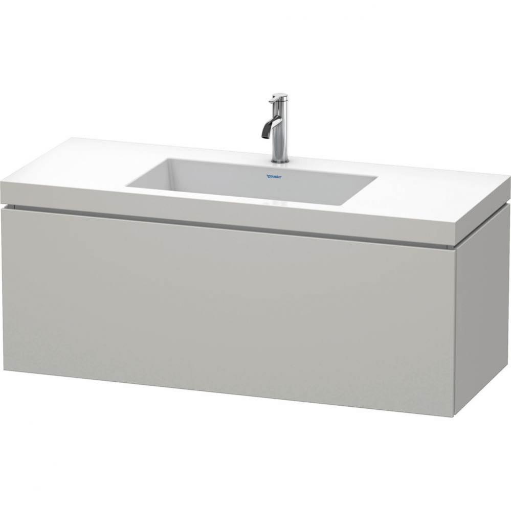 L-Cube One Drawer C-Bonded Wall-Mount Vanity Kit Concrete Gray