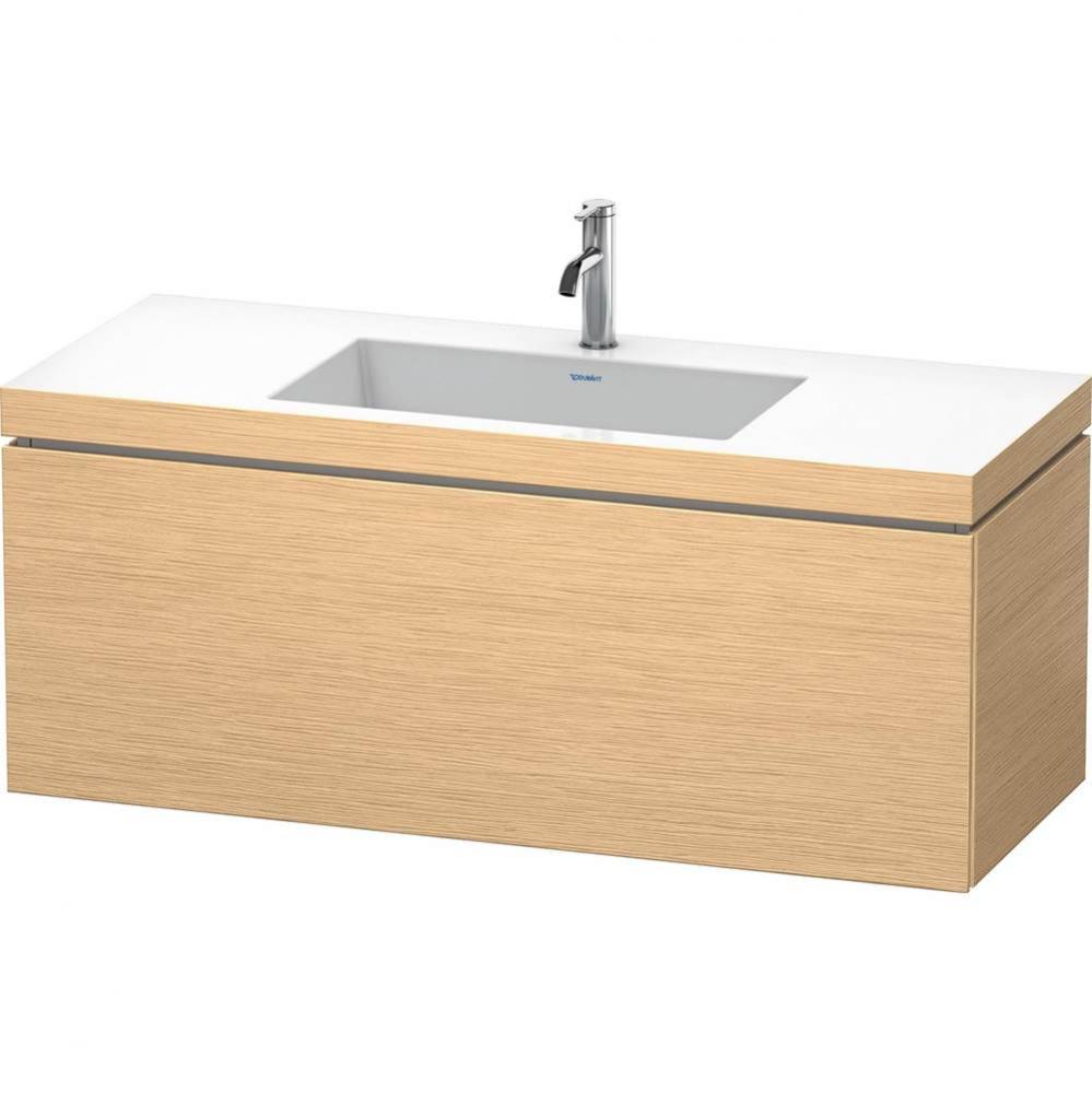 Duravit L-Cube One Drawer C-Bonded Wall-Mount Vanity Kit Brushed Oak