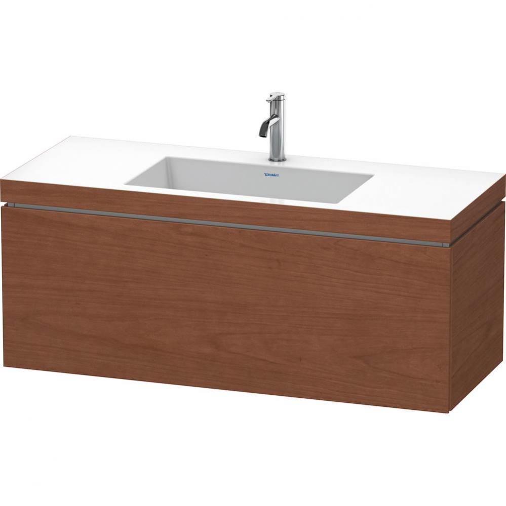 L-Cube One Drawer C-Bonded Wall-Mount Vanity Kit American Walnut