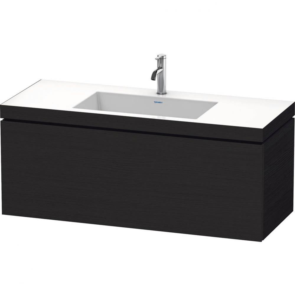 L-Cube One Drawer C-Bonded Wall-Mount Vanity Kit Oak Black