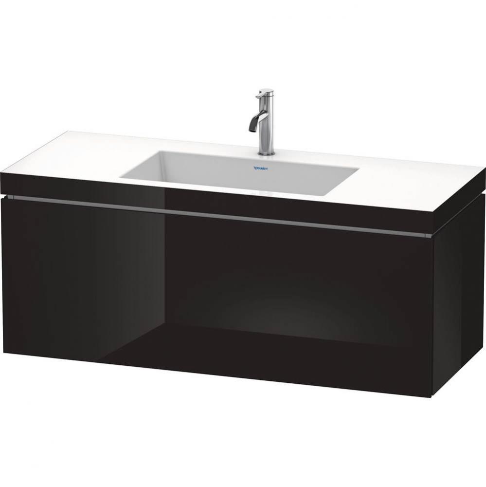 L-Cube One Drawer C-Bonded Wall-Mount Vanity Kit Black