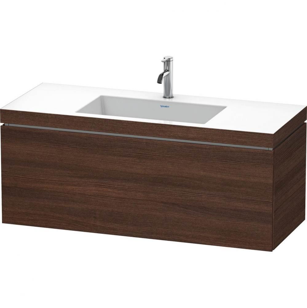 Duravit L-Cube One Drawer C-Bonded Wall-Mount Vanity Kit Chestnut Dark