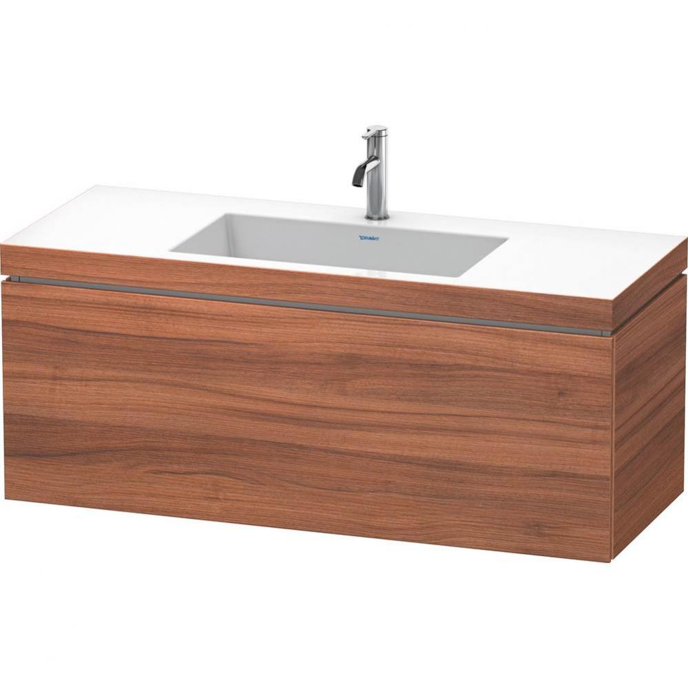 L-Cube One Drawer C-Bonded Wall-Mount Vanity Kit Walnut