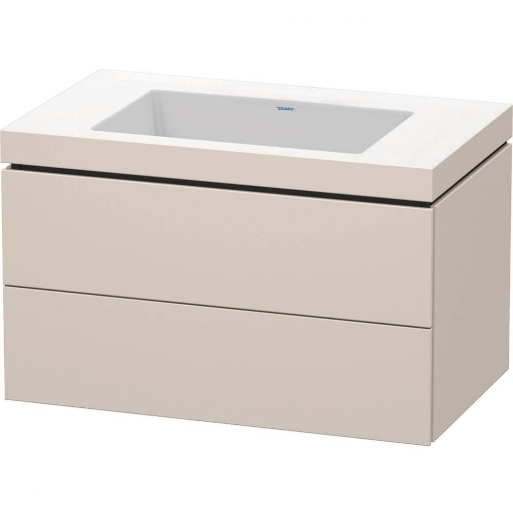 L-Cube Two Drawer C-Bonded Wall-Mount Vanity Kit Taupe