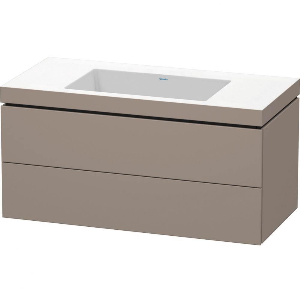 L-Cube Two Drawer C-Bonded Wall-Mount Vanity Kit Basalt