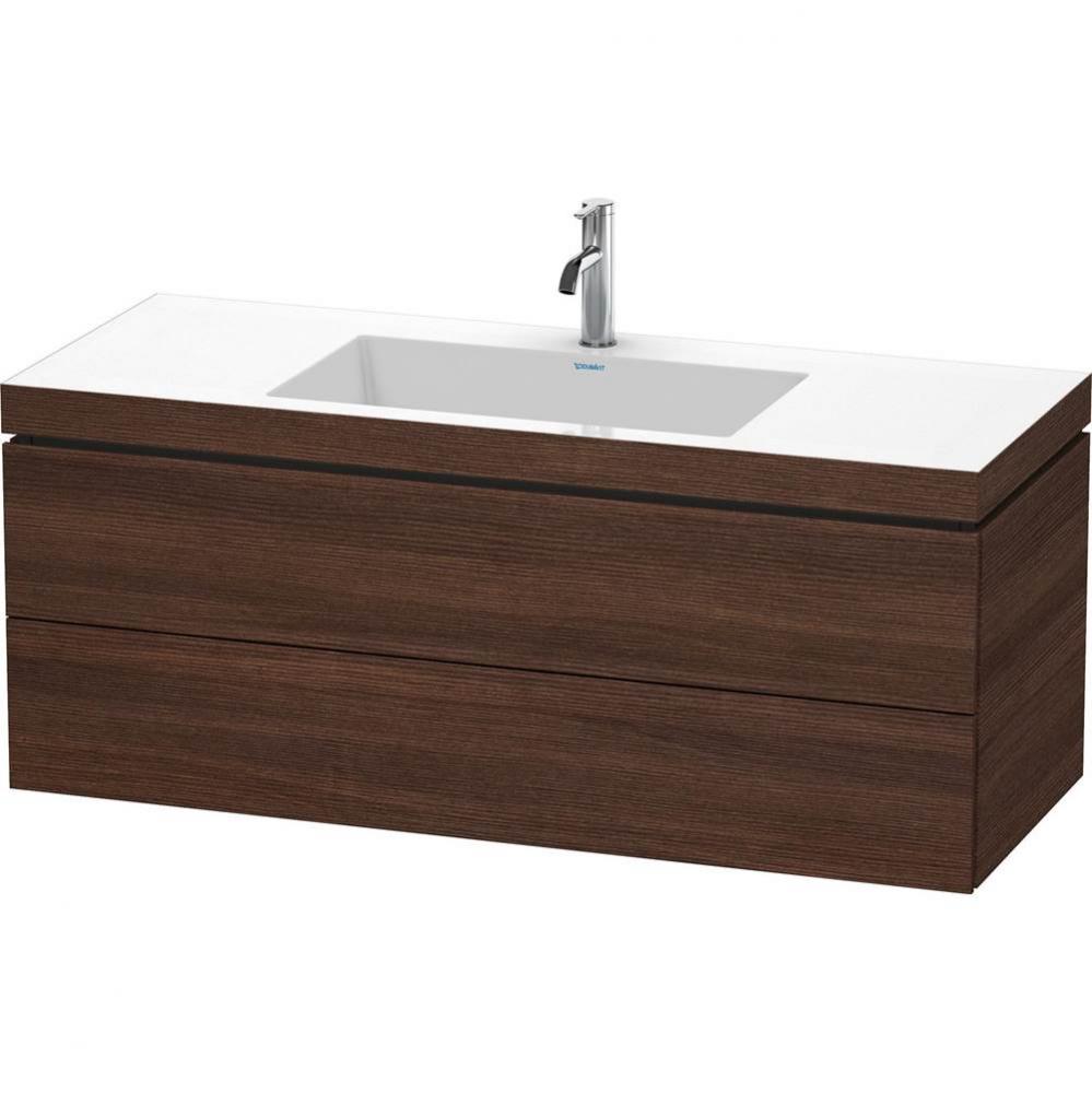 Duravit L-Cube Two Drawer C-Bonded Wall-Mount Vanity Kit Chestnut Dark