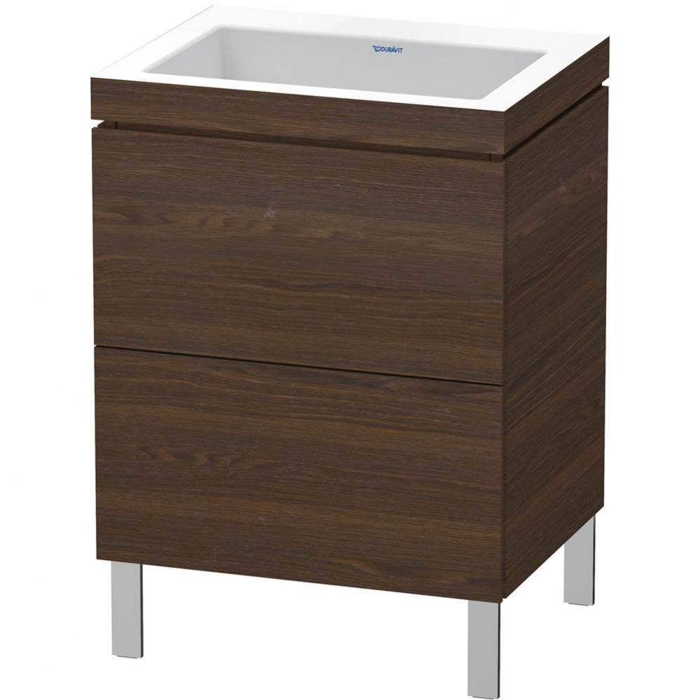 L-Cube Two Drawer C-Bonded Floorstanding Vanity Kit Walnut Brushed