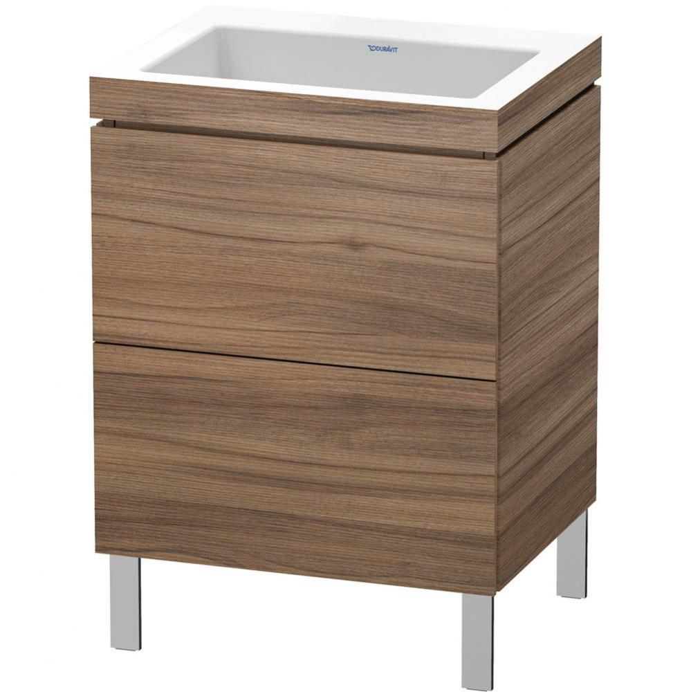 L-Cube Two Drawer C-Bonded Floorstanding Vanity Kit Walnut