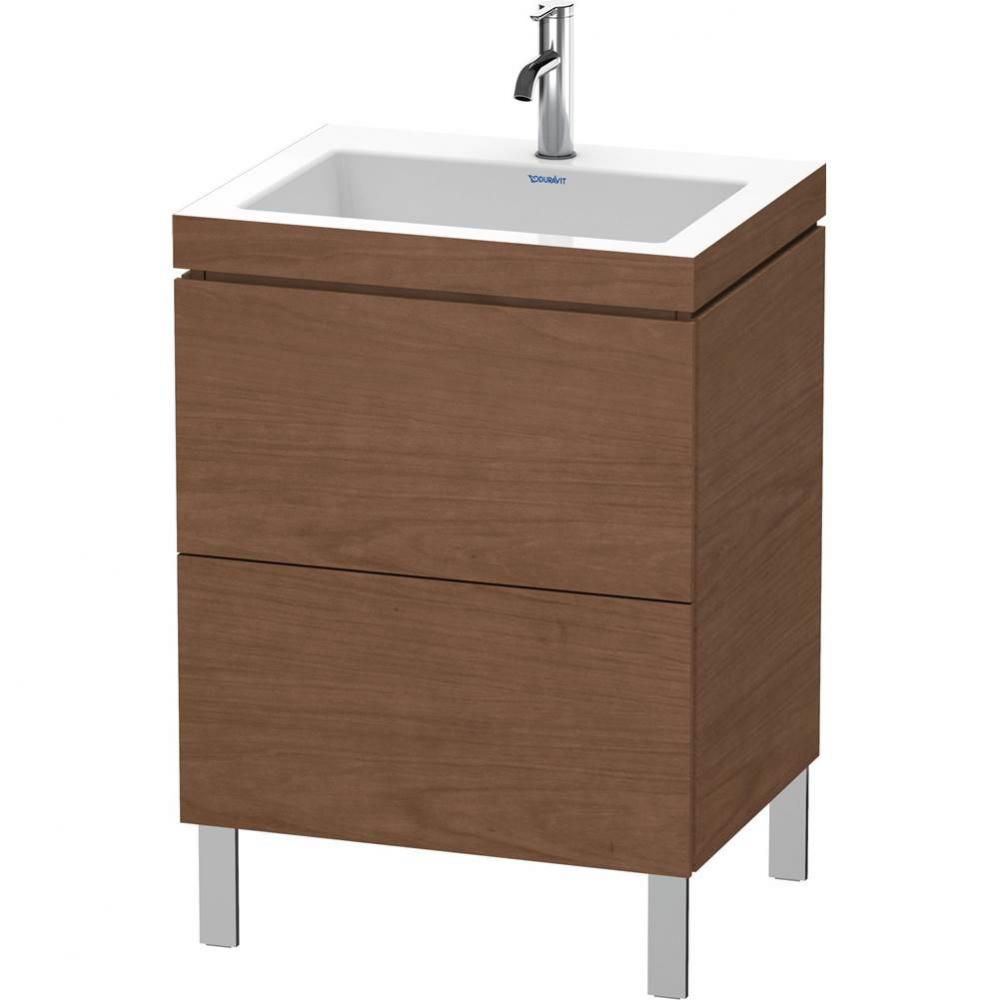 L-Cube Two Drawer C-Bonded Floorstanding Vanity Kit American Walnut