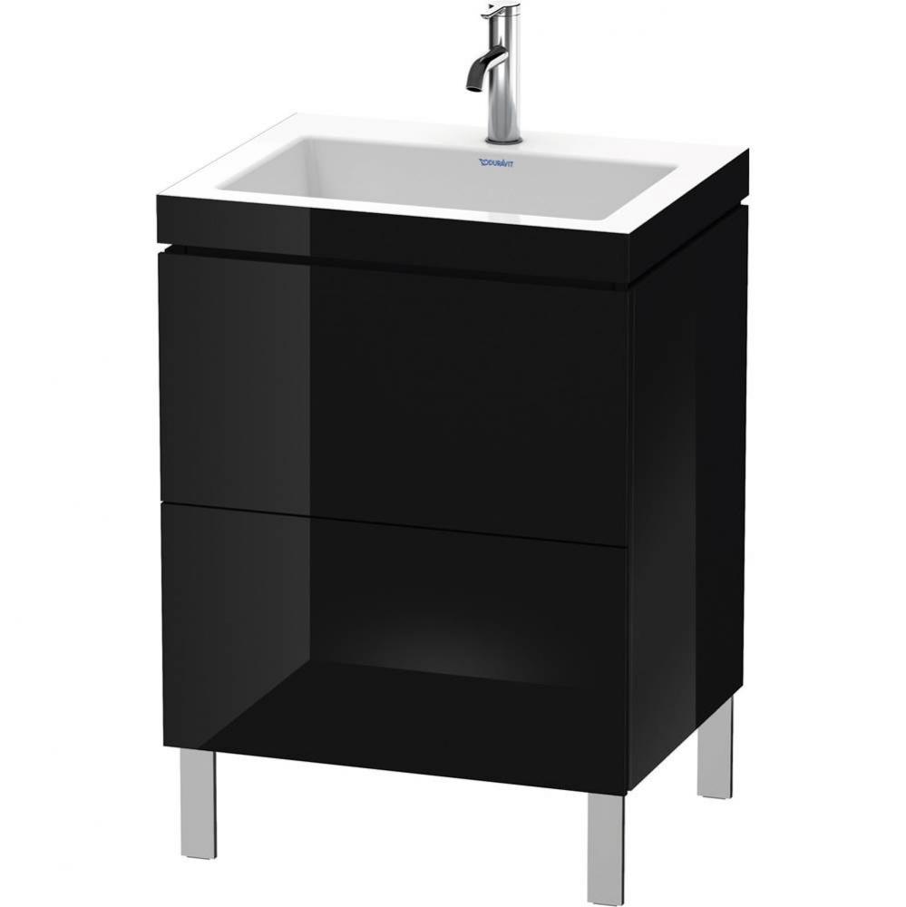 L-Cube Two Drawer C-Bonded Floorstanding Vanity Kit Black