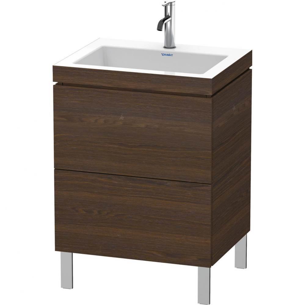 L-Cube Two Drawer C-Bonded Floorstanding Vanity Kit Walnut Brushed