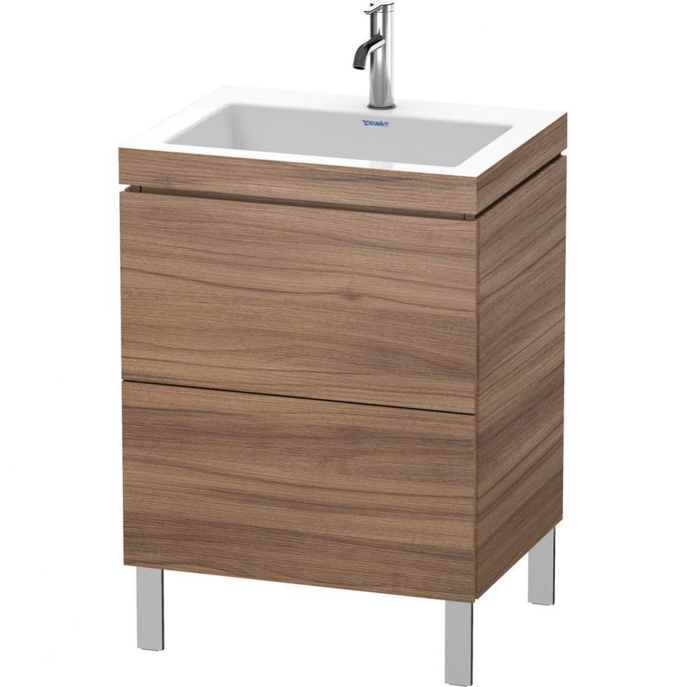 L-Cube Two Drawer C-Bonded Floorstanding Vanity Kit Walnut