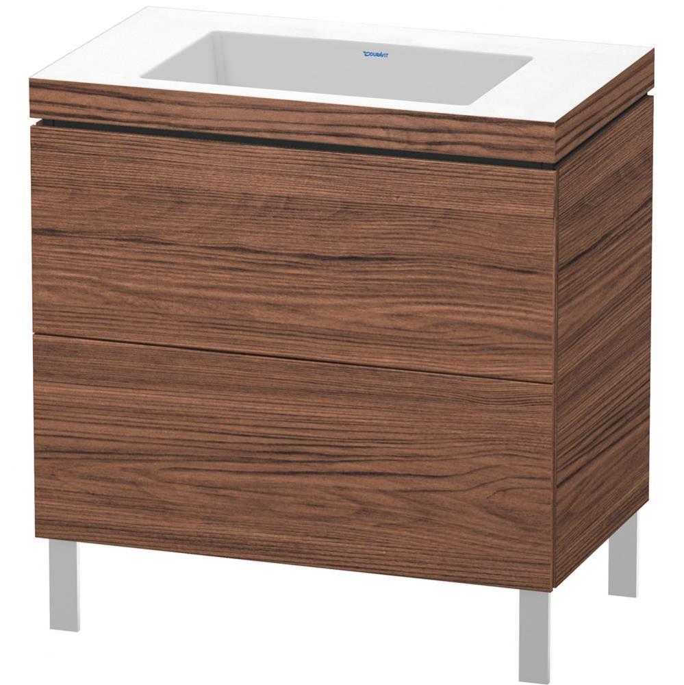 L-Cube Two Drawer C-Bonded Floorstanding Vanity Kit Walnut Dark