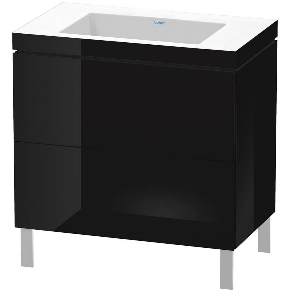 L-Cube Two Drawer C-Bonded Floorstanding Vanity Kit Black