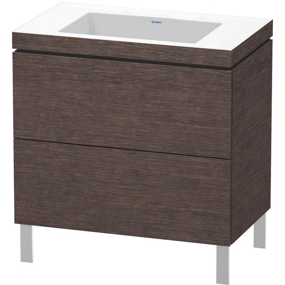 L-Cube Two Drawer C-Bonded Floorstanding Vanity Kit Dark Brushed Oak