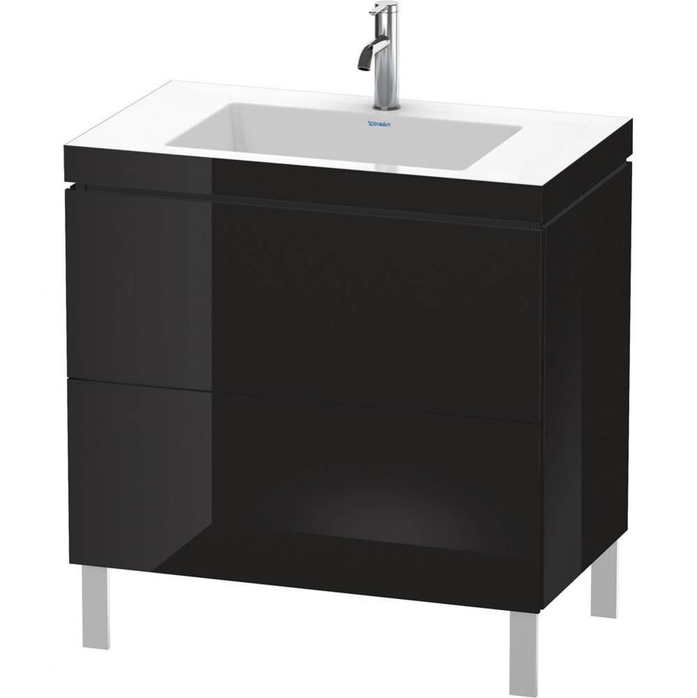 L-Cube Two Drawer C-Bonded Floorstanding Vanity Kit Black