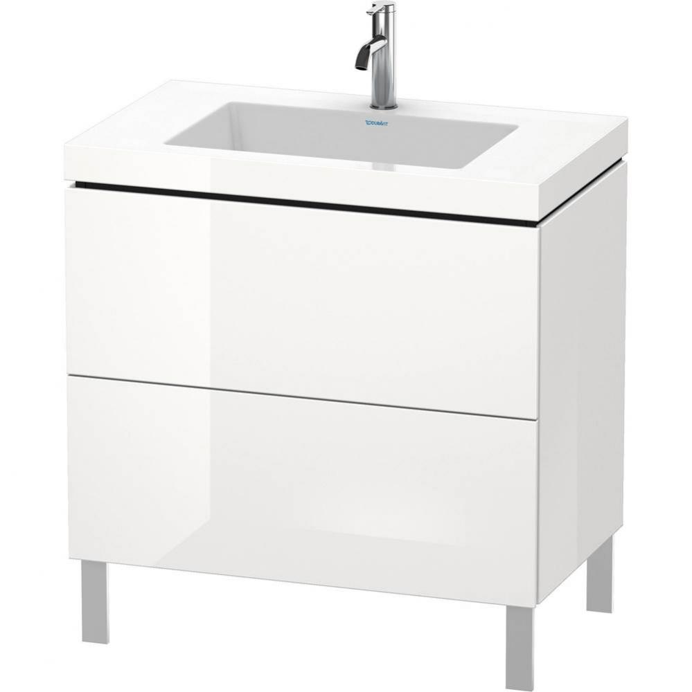 L-Cube Two Drawer C-Bonded Floorstanding Vanity Kit White