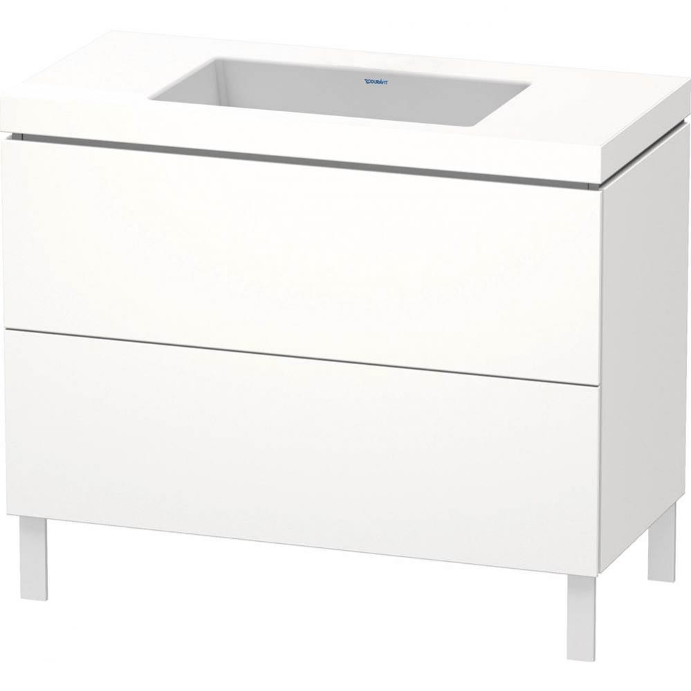 L-Cube Two Drawer C-Bonded Floorstanding Vanity Kit White