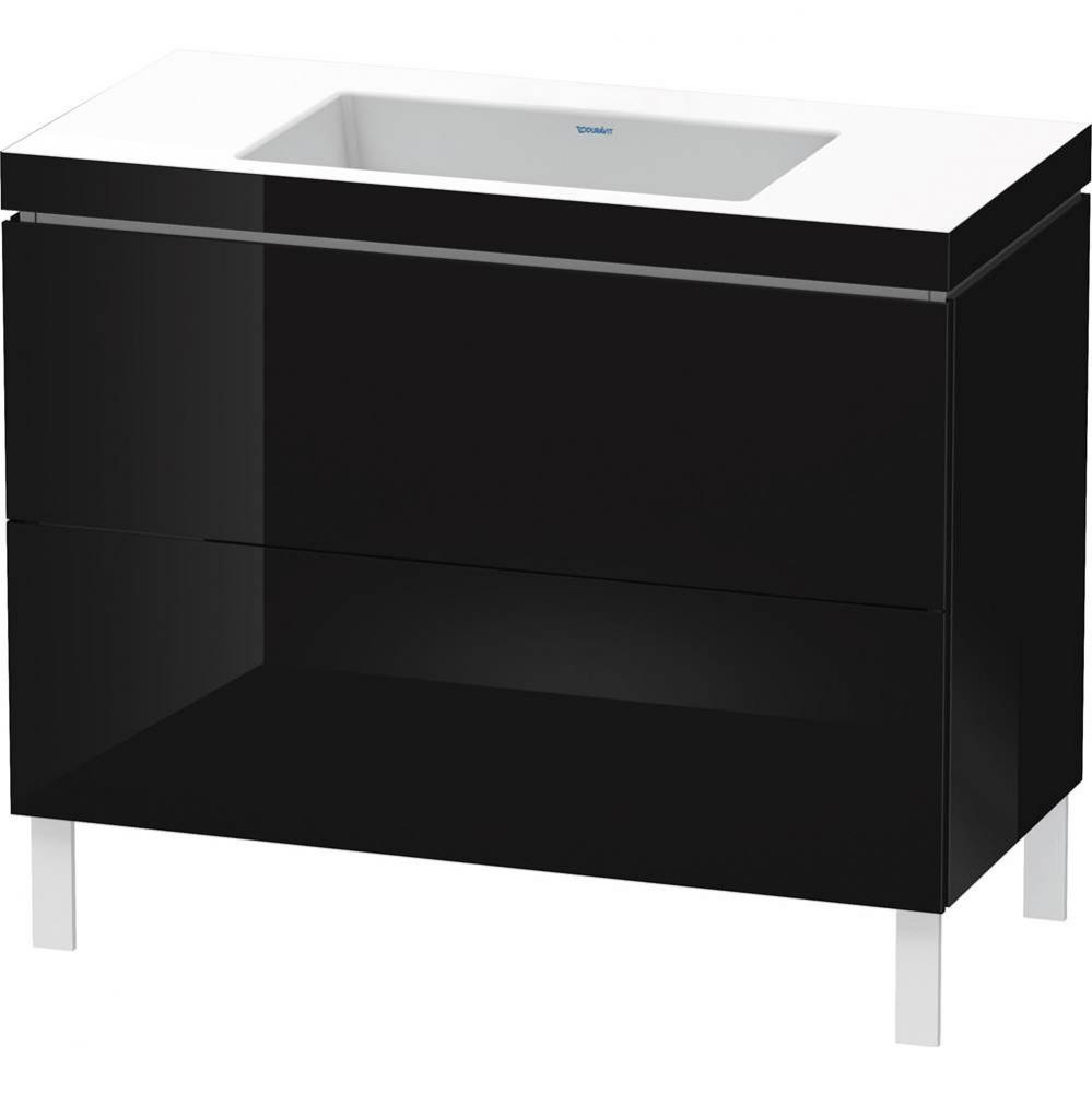 L-Cube Two Drawer C-Bonded Floorstanding Vanity Kit Black