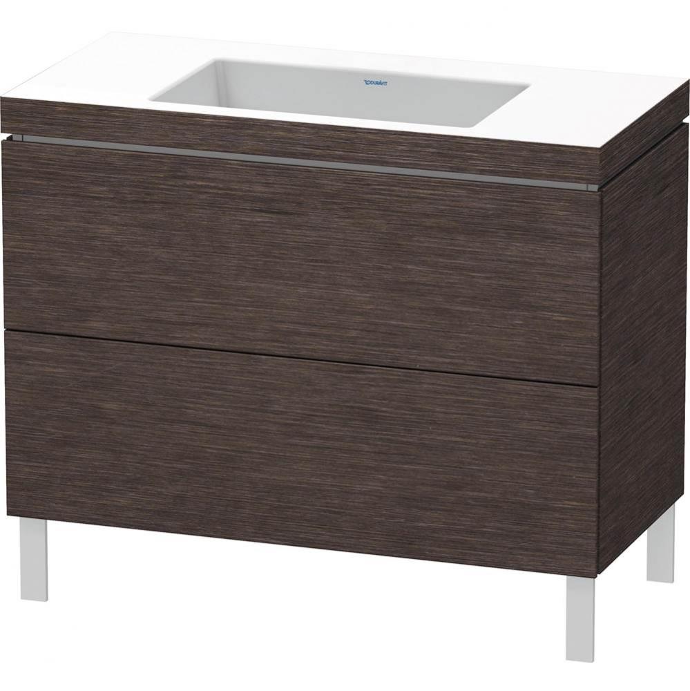 L-Cube Two Drawer C-Bonded Floorstanding Vanity Kit Dark Brushed Oak