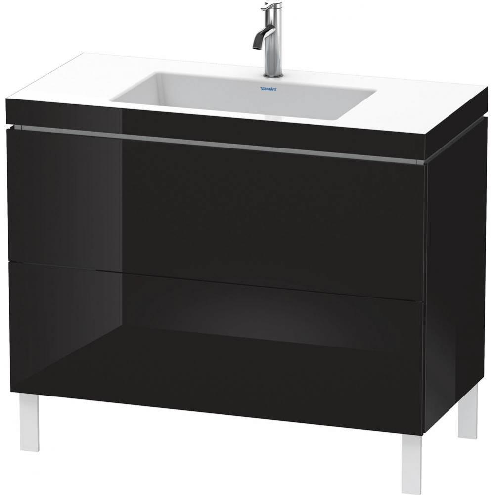 L-Cube Two Drawer C-Bonded Floorstanding Vanity Kit Black