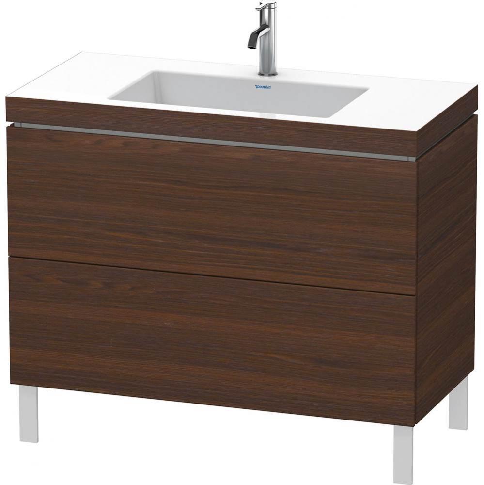 L-Cube Two Drawer C-Bonded Floorstanding Vanity Kit Walnut Brushed