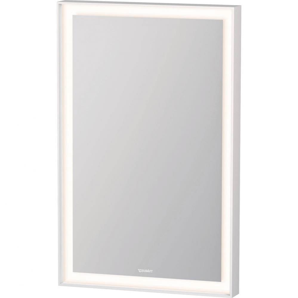 L-Cube Mirror with Lighting White Aluminum