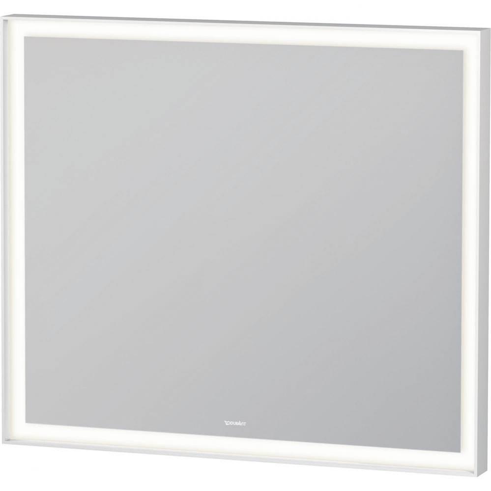 L-Cube Mirror with Lighting White Aluminum