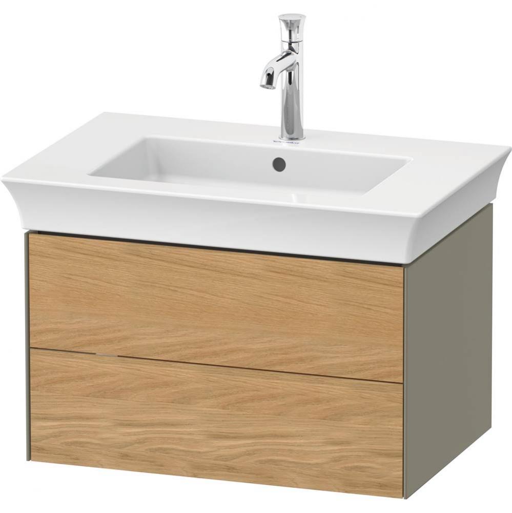 White Tulip Wall-Mounted Vanity Unit Natural Oak Solid/Stone Gray High Gloss