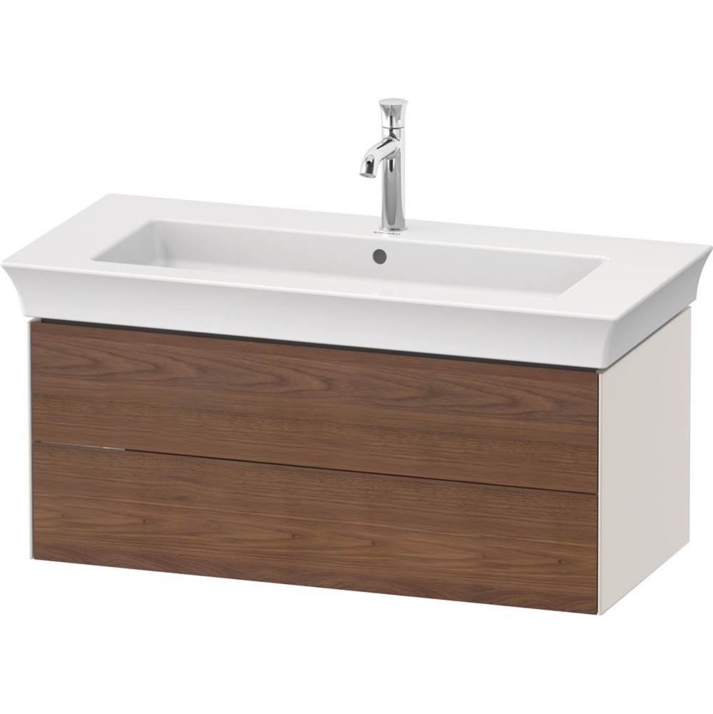 White Tulip Wall-Mounted Vanity Unit American Walnut Solid/Nordic White Satin Matte