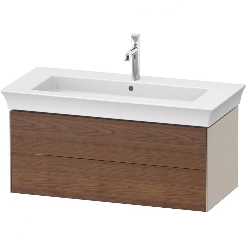 White Tulip Wall-Mounted Vanity Unit American Walnut Solid/Taupe Satin Matte