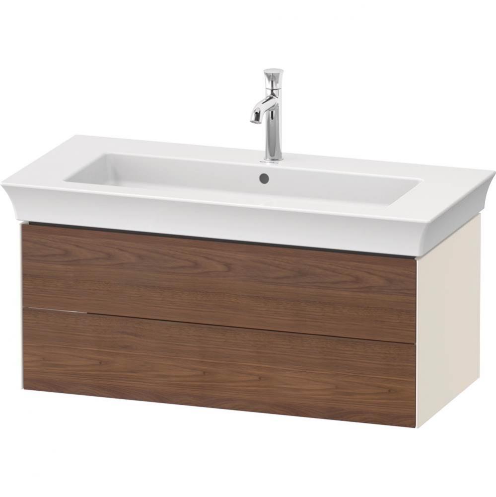 White Tulip Wall-Mounted Vanity Unit American Walnut Solid/Nordic White High Gloss