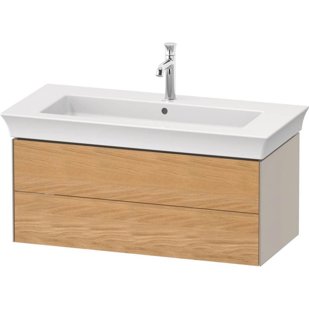 White Tulip Wall-Mounted Vanity Unit Natural Oak Solid/Taupe Satin Matte